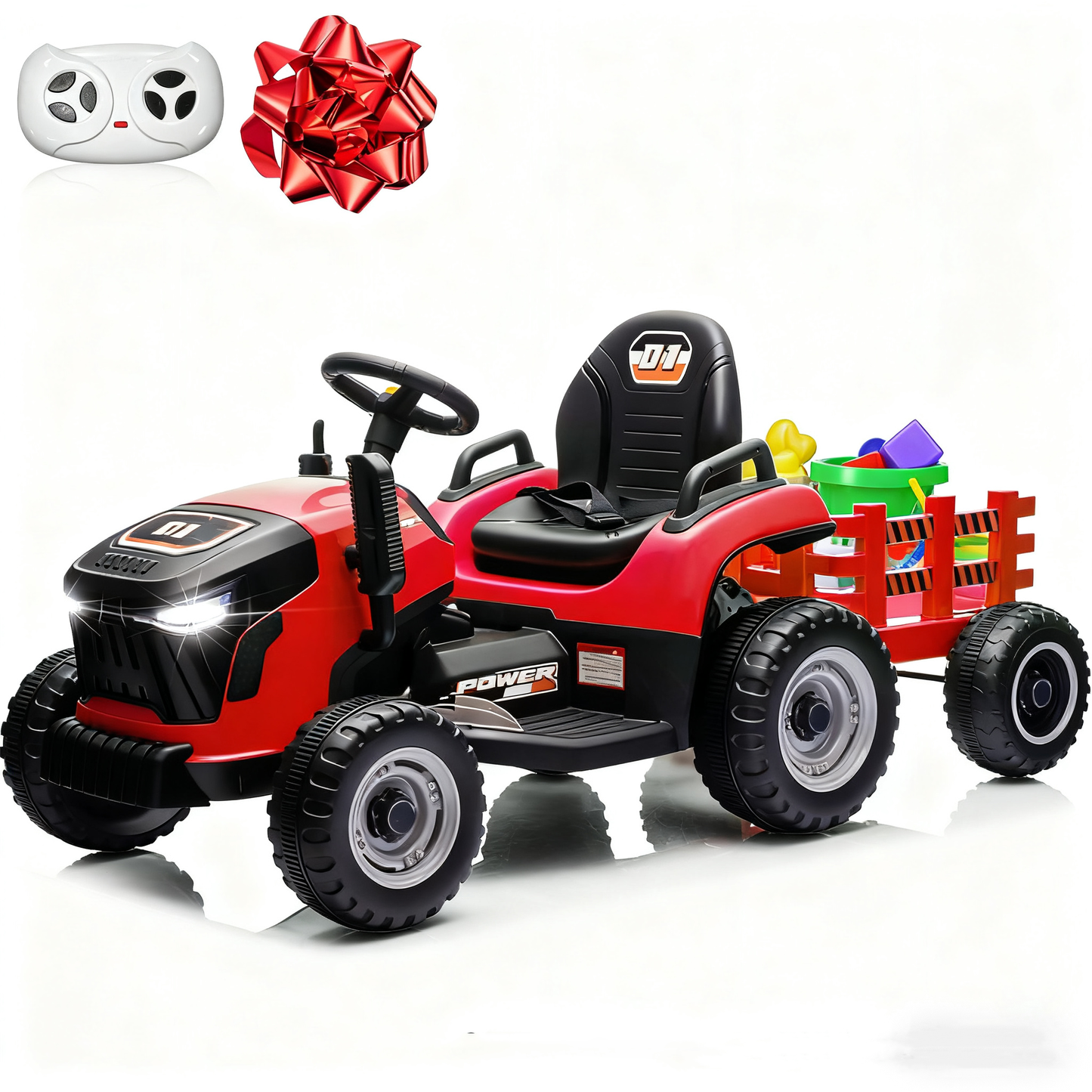 24V Ride-On Toys Dump Truck with Remote Control – 3 Speeds, Shovel & Trailer, Outdoor Electric Car for Kids (Pink)