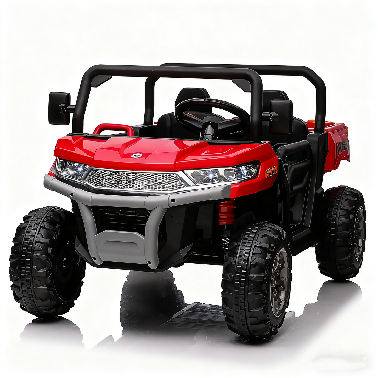 4WD 24V Ride-On Truck with Dump Bed – 2-Seater 800W Powered UTV with Remote Control, Bluetooth & LED Lights (Red)