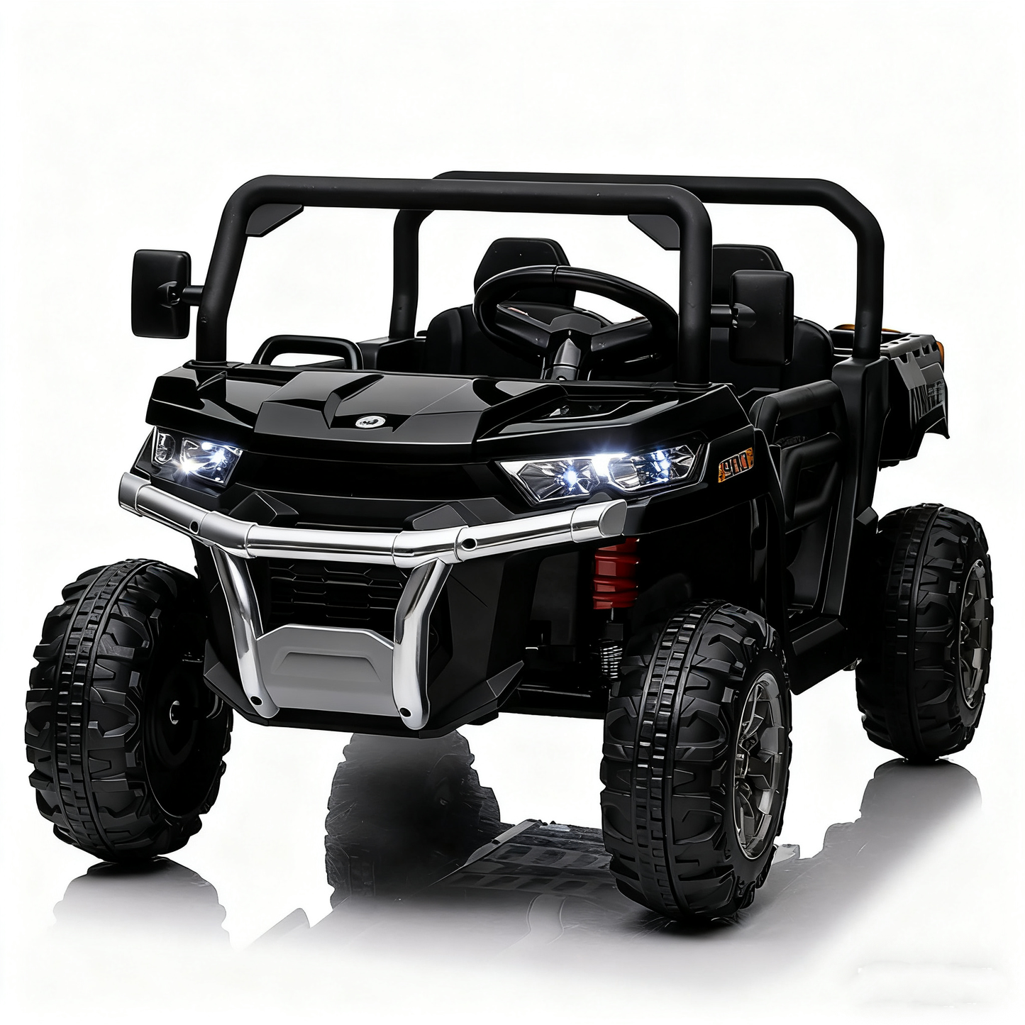 4WD 24V Ride-On Truck with Dump Bed – 2-Seater 800W Powered UTV with Remote Control, Bluetooth & LED Lights (Black)