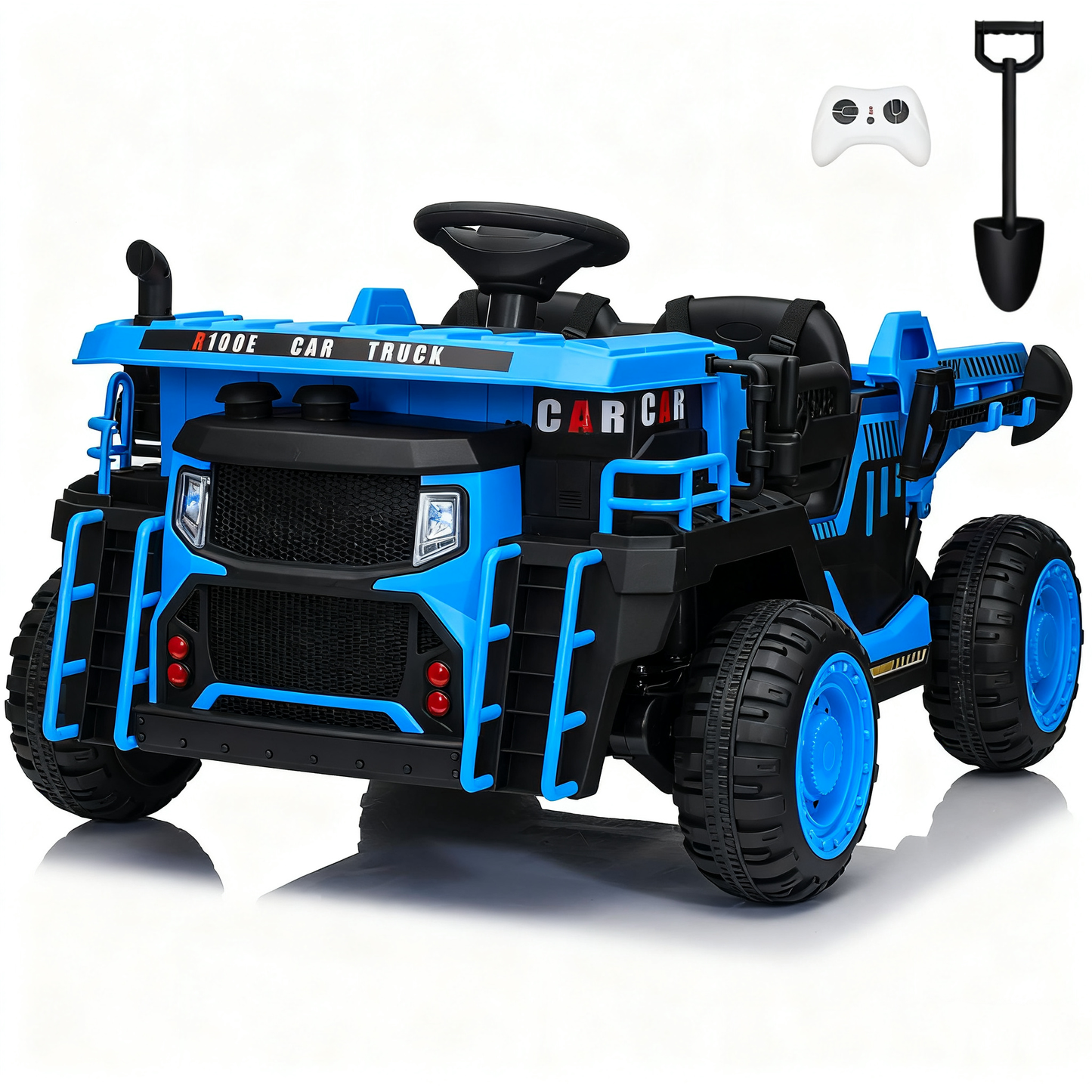 24V Ride on Cars Dump Truck w/Remote Control, Electric Battery Powered Car w/ Dump Bed, Ride on Toys for Kids, Built-in music, Cool LED Light, Bluetooth, USB, Blue