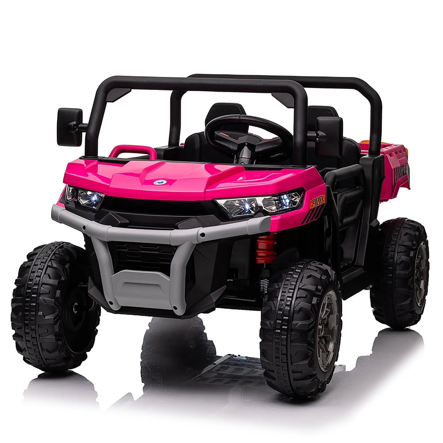4WD 24V Ride-On Truck with Dump Bed – 2-Seater 800W Powered UTV with Remote Control, Bluetooth & LED Lights (Pink)