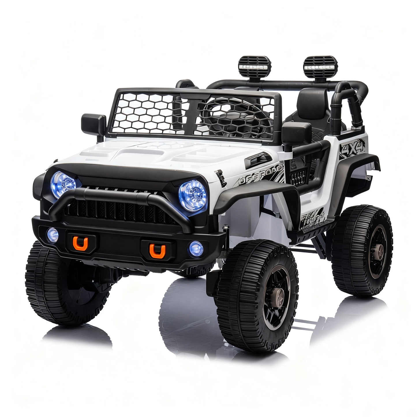 24V Ride On Toys for Big Kids W/20" Seat, 2WD/4WD Switchable Car Truck, 2 Seater Ride On Truck with Remote Control, 3 Speeds, High Efficiency Battery, 4X200 Motors, Ride On Car for Boys Girls, White