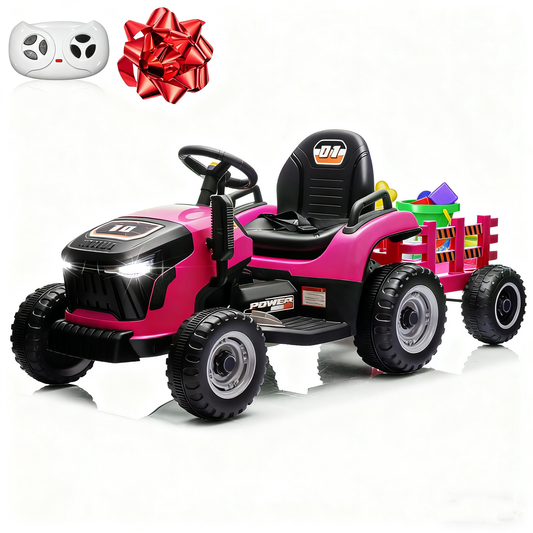 24V Ride-On Toys Dump Truck with Remote Control – 3 Speeds, Shovel & Trailer, Outdoor Electric Car for Kids (Red)