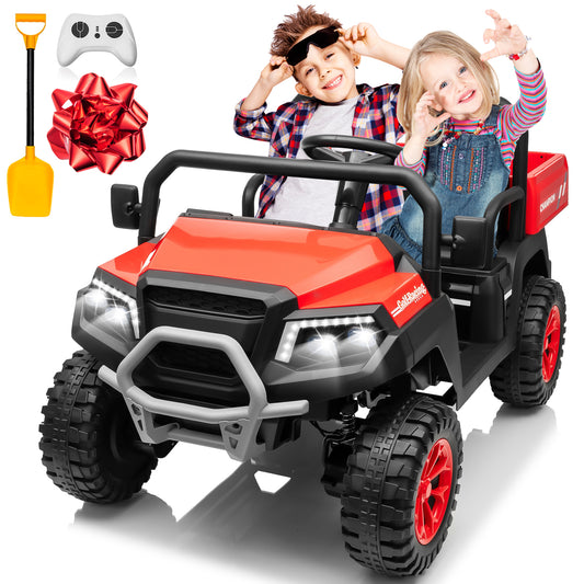 24V Ride On Toys for Big Kids W/20" Seat, 24V 7AH Kids Powered Ride on Truck Car with Parent Remote Control, Bluetooth Music, Spring Suspension, LED Lights,Red