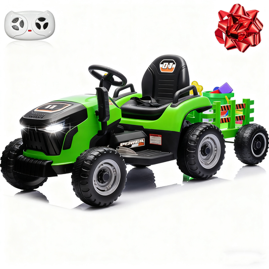 24V Ride-On Toys Dump Truck with Remote Control – 3 Speeds, Shovel & Trailer, Outdoor Electric Car for Kids (Green)
