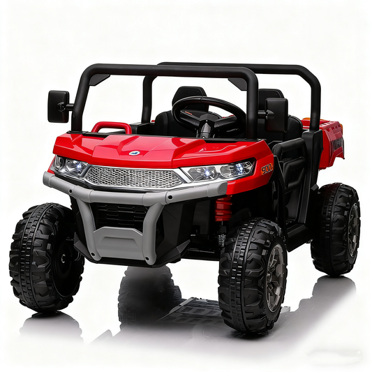4WD 24V Ride-On Truck with Dump Bed  – 2-Seater 800W Powered UTV with Remote Control, Bluetooth & LED Lights (Red)