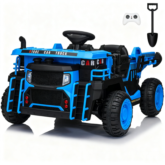 24V Ride on Cars Dump Truck w/Remote Control, Electric Battery Powered Car w/ Dump Bed, Ride on Toys for Kids, Built-in music, Cool LED Light, Bluetooth, USB, Blue