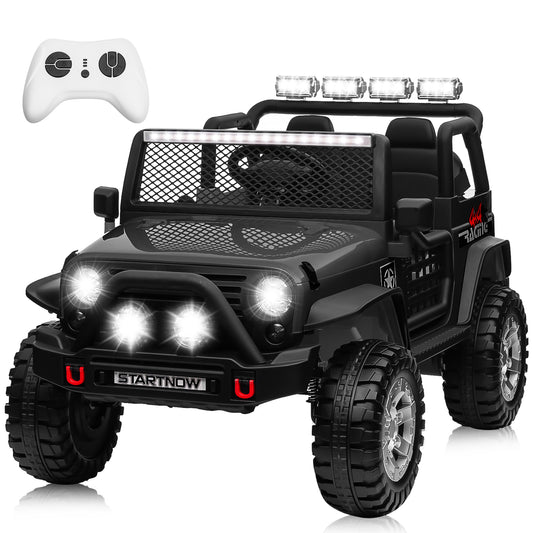 24V 4WD Ride on Truck Car with 800W Motors, Gift Flower, Remote Control, 2 Seater, 3 Speeds, Pop Music, Power 4 Wheels, 24 Volt Ride on Toy Cars for Big Kids Boys Girls, Black