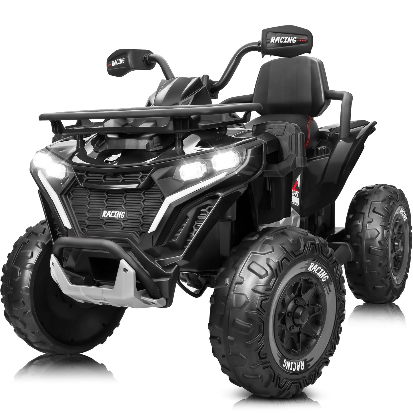 Jorfly 24V Ride on Car, Kids ATV XL Four Wheeler w/EVA Tires, 19-Inch Leather 2 Seater, 800W Motors, Remote Control,Electric Battery Powered Toys Car24 Volt Ride on Toys Quad for Big Kids,Green